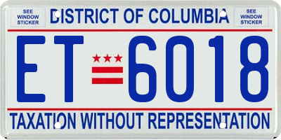 DC license plate ET6018