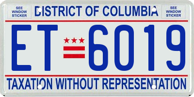 DC license plate ET6019