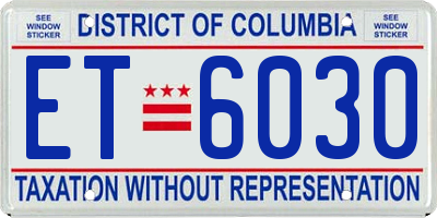 DC license plate ET6030