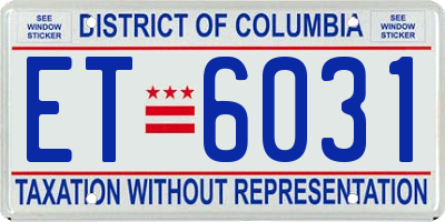 DC license plate ET6031