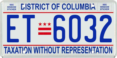 DC license plate ET6032