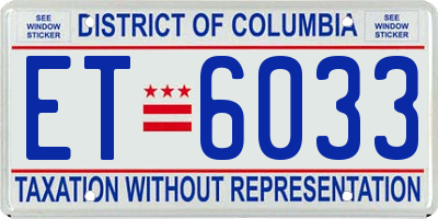 DC license plate ET6033