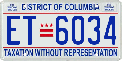 DC license plate ET6034