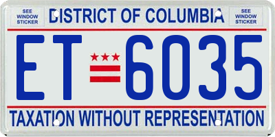 DC license plate ET6035