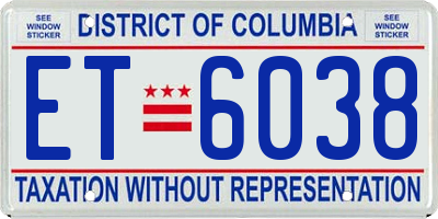 DC license plate ET6038