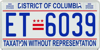 DC license plate ET6039