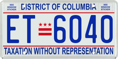 DC license plate ET6040
