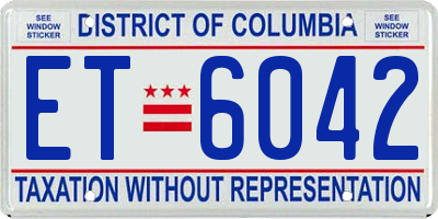 DC license plate ET6042