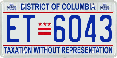 DC license plate ET6043