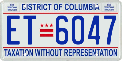 DC license plate ET6047