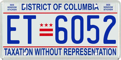 DC license plate ET6052