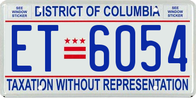 DC license plate ET6054