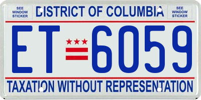 DC license plate ET6059