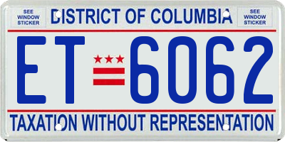 DC license plate ET6062