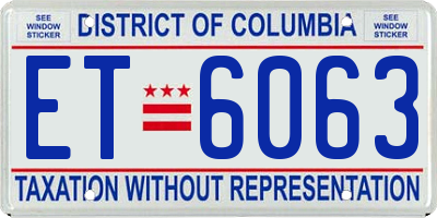 DC license plate ET6063