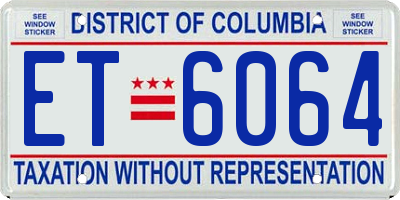 DC license plate ET6064