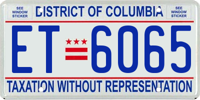 DC license plate ET6065