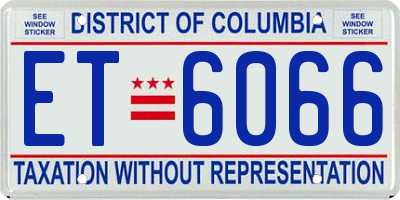 DC license plate ET6066