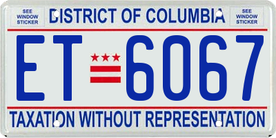 DC license plate ET6067