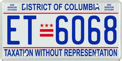 DC license plate ET6068