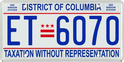 DC license plate ET6070