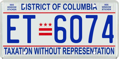 DC license plate ET6074