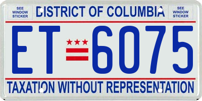 DC license plate ET6075