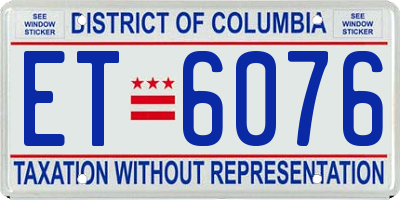 DC license plate ET6076
