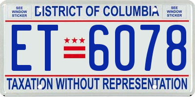 DC license plate ET6078