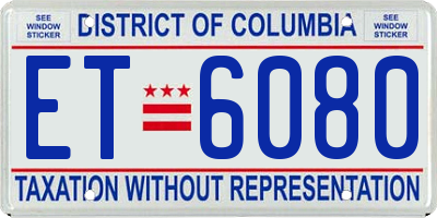 DC license plate ET6080