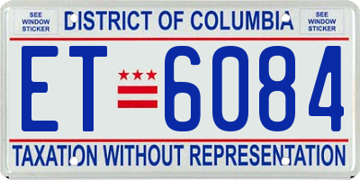 DC license plate ET6084