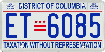 DC license plate ET6085