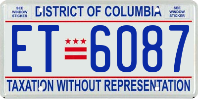 DC license plate ET6087