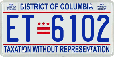DC license plate ET6102