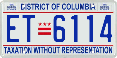 DC license plate ET6114