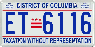 DC license plate ET6116