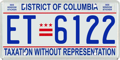 DC license plate ET6122