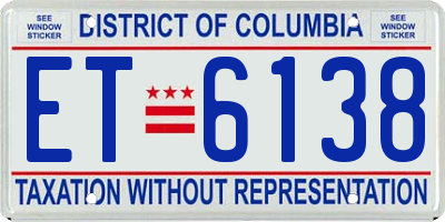 DC license plate ET6138