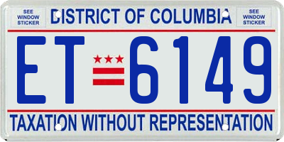 DC license plate ET6149