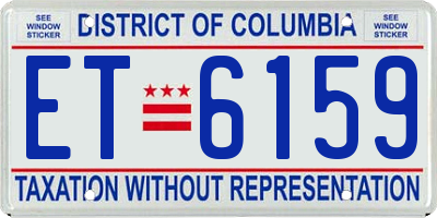 DC license plate ET6159