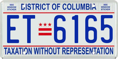 DC license plate ET6165