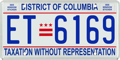 DC license plate ET6169