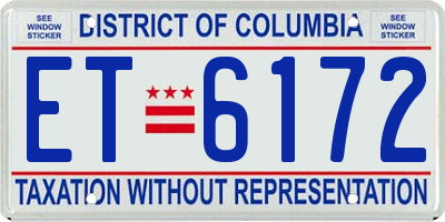DC license plate ET6172