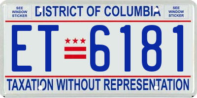 DC license plate ET6181