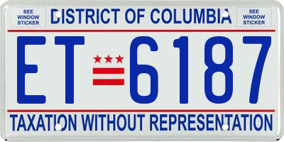 DC license plate ET6187