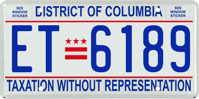 DC license plate ET6189