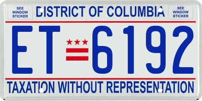 DC license plate ET6192