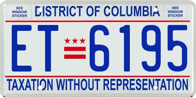 DC license plate ET6195
