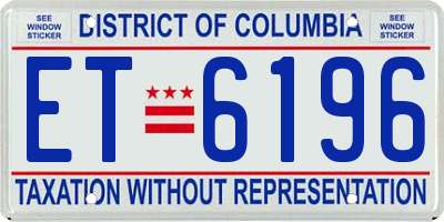 DC license plate ET6196