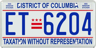 DC license plate ET6204